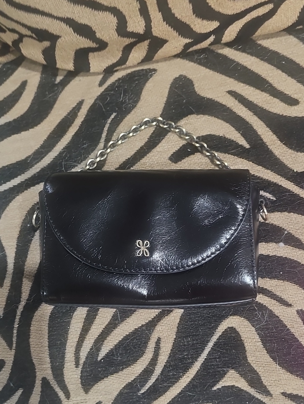 HOBO Black Leather Chain-Handle Clutch